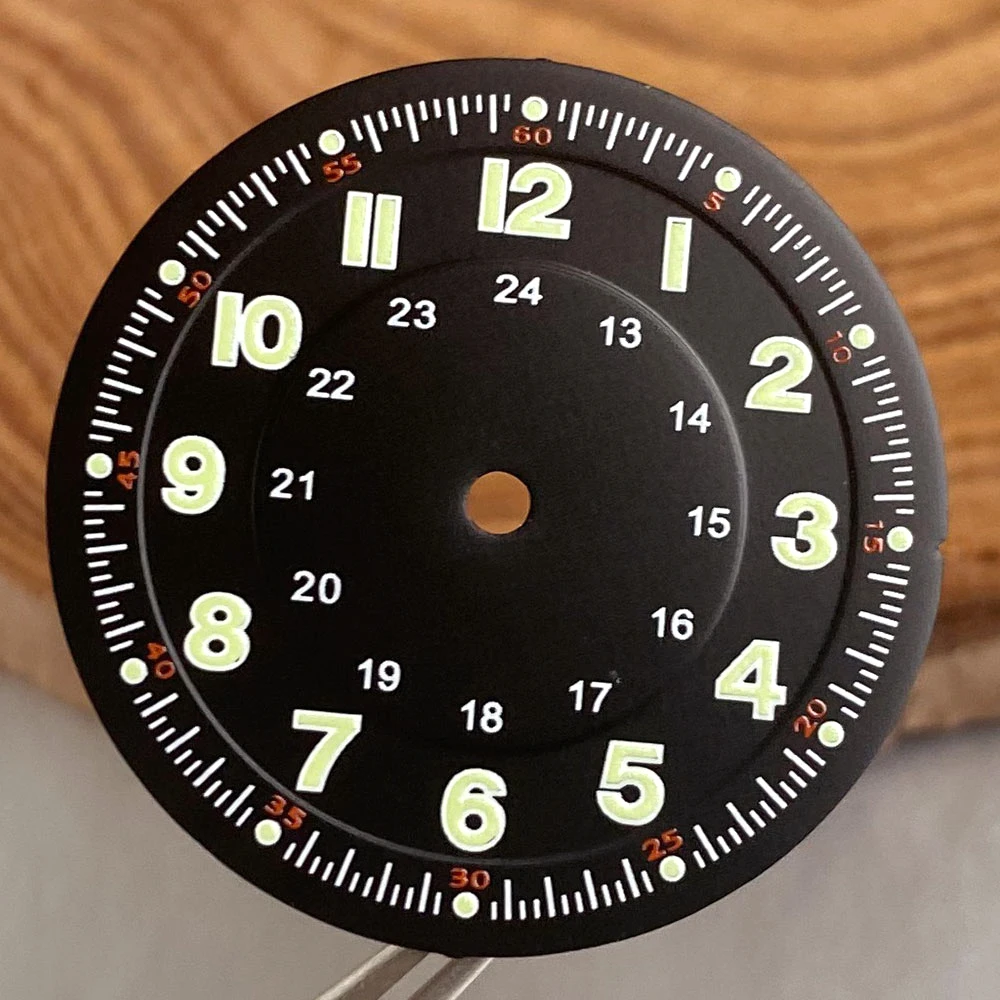 Tandorio 29mm Balck NH35 No Logo Watch Mod Dial For NH35 ETA 2824 Miyota 8215