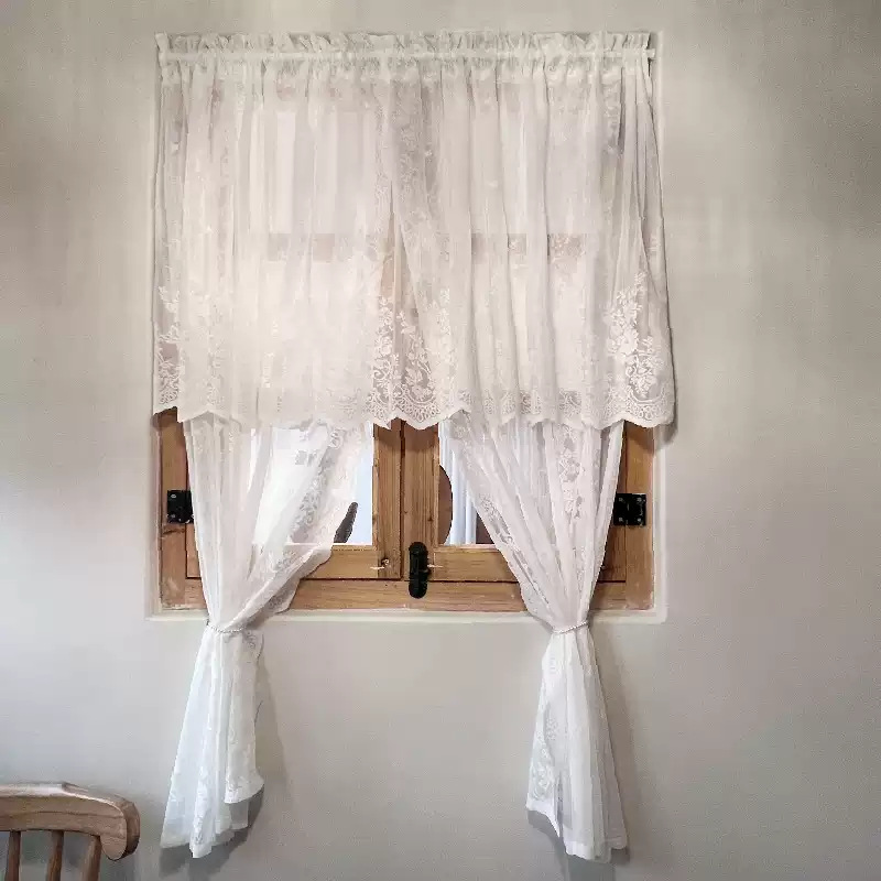 Long Lace Panel Valance Half Window Door Curtain Treatment Cabinet Curtain Panel