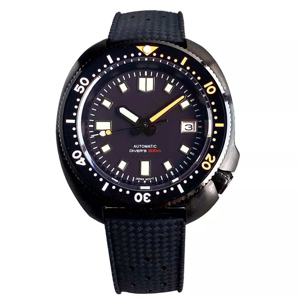 Tandorio 44mm Black 20ATM C3 Hands Sapphire Japan NH35 Automatic Men Dive Watch