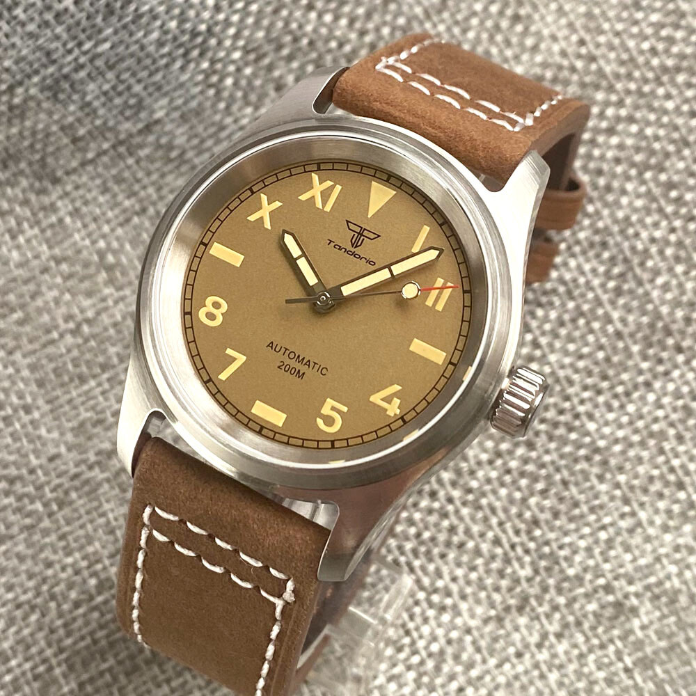 Tandorio 36mm Retro Pilot Sapphire California Dial NH35A 200m Diving Men Watch