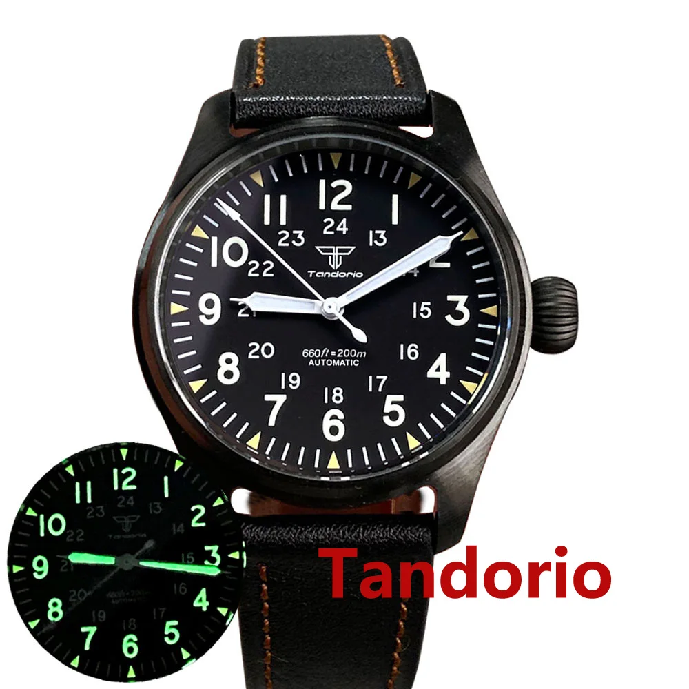 39mm 20ATM Black PVD Pilot Automtic Diver Men Watch For Japan NH35/Miyota 8215