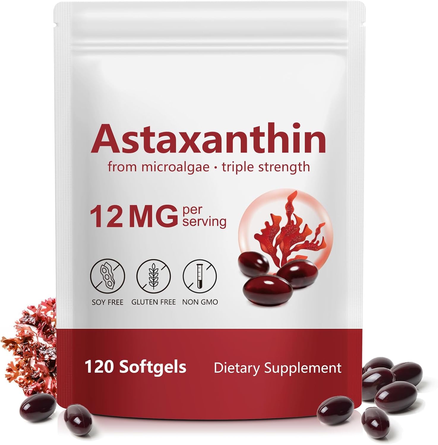 Astaxanthin 12mg – Antioxidant, Supports Eye, Joint, Skin Health, Immune Support