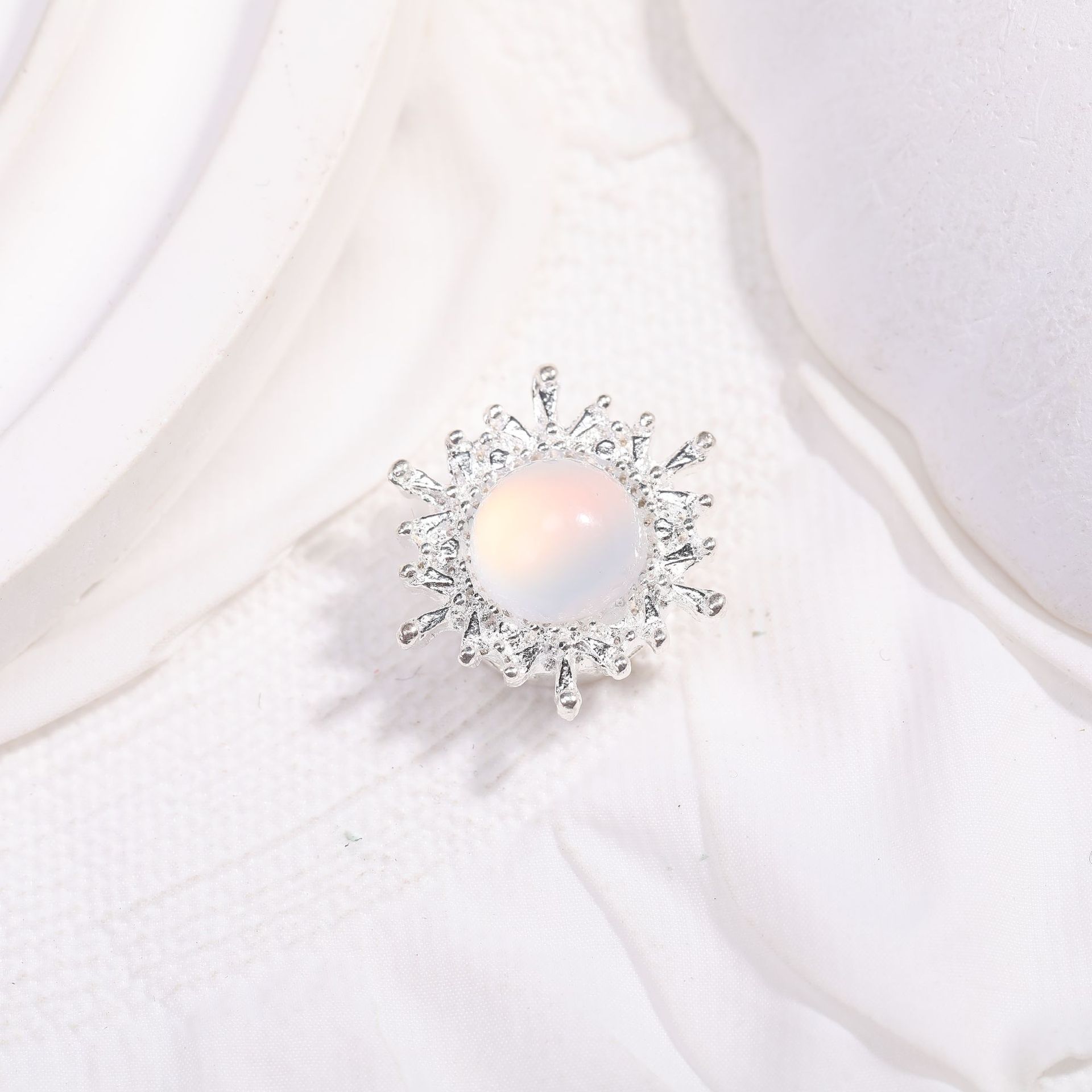 Diamond studded multi pass bead ring face DIY alloy accessories 5pcs