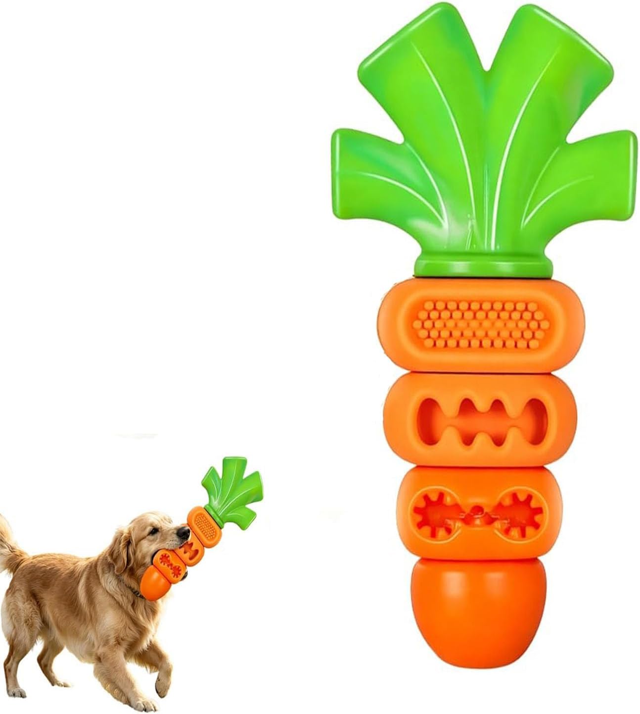 Durable Carrot Leaf Dog Chew Toy for Aggressive Chewers, Teeth Cleaning Pet Toy