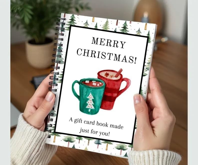 Spiral-Bound Christmas Gift Card Book Greeting Card Organizer Merry Christmas