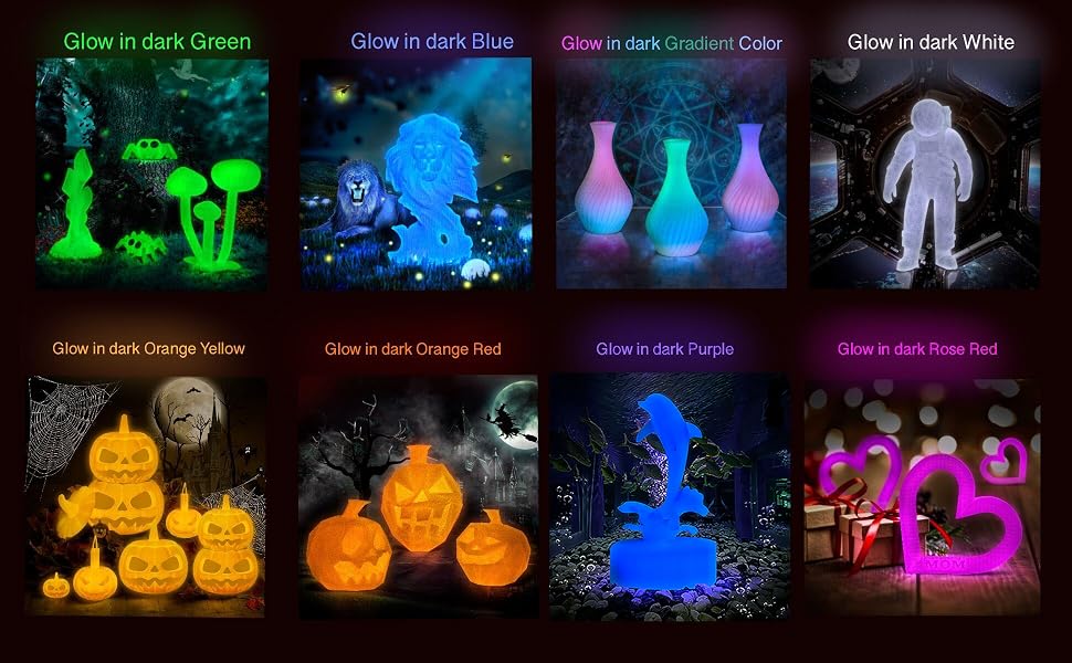 glow in the dark pla filament new multicolors