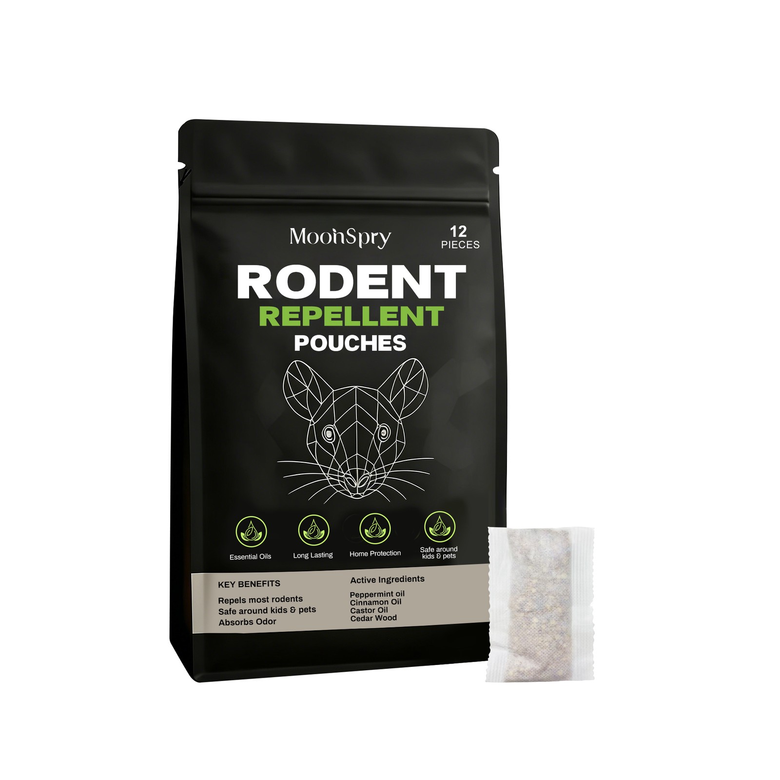 Rodent Repellent Pouches Mice Deterrent, Peppermint Cedarwood for Home RV Garage