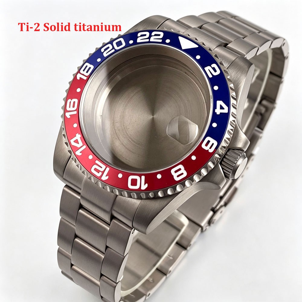 Solid Titanium 200M Dive Case Bracelet 40mm Fit NH35 NH34 GMT ETA 2824 PT5000