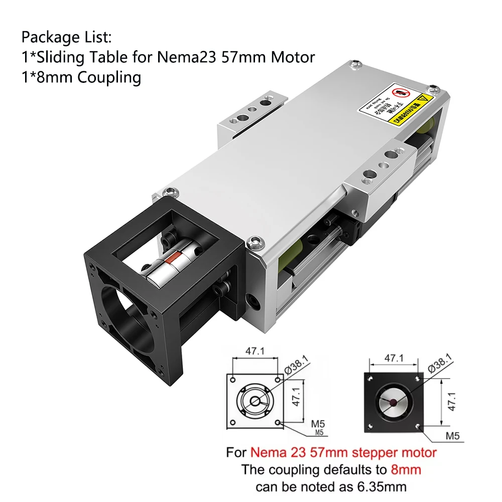 80kg Enclosed Dust-Proof Ball Screw Slide Linear Guide 50mm-1200mm For NEMA23/34
