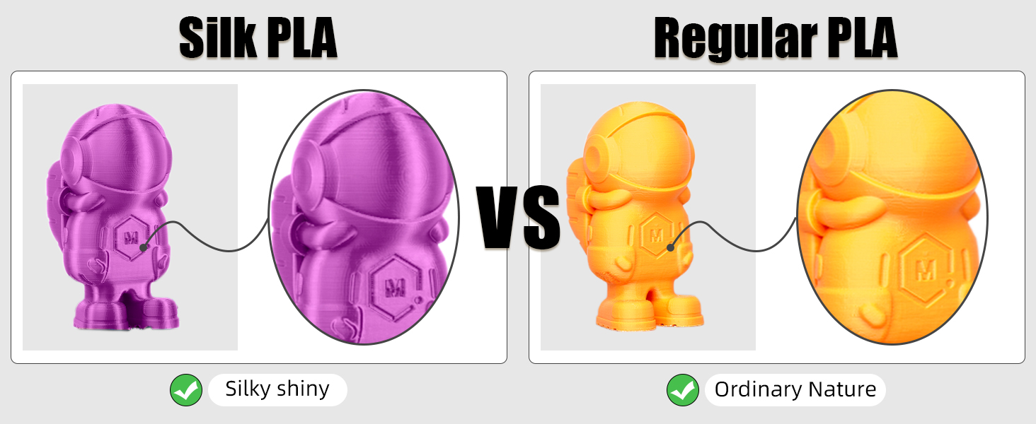silk silky shiny pla regular ordinary pla