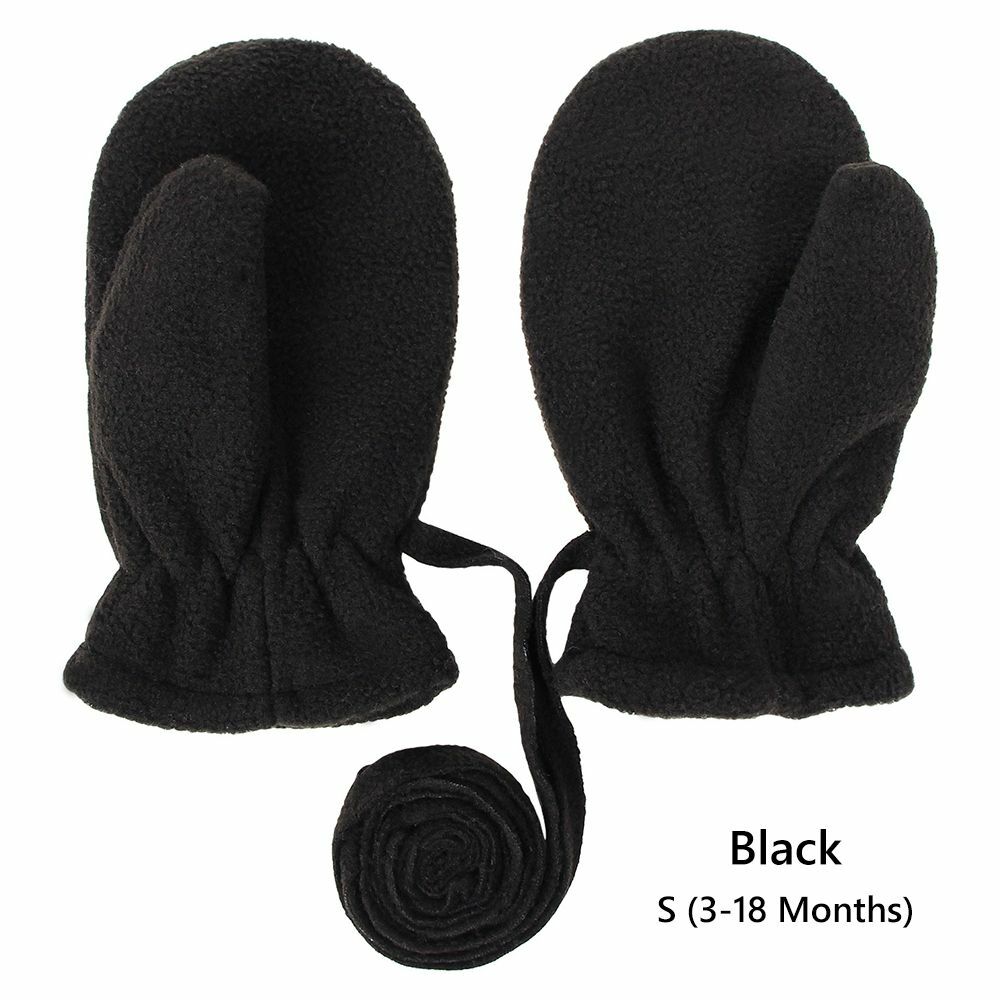 Warm Kids Mittens Boys Girls Gloves Baby Toddler Lanyard Mittens Fleece Lined