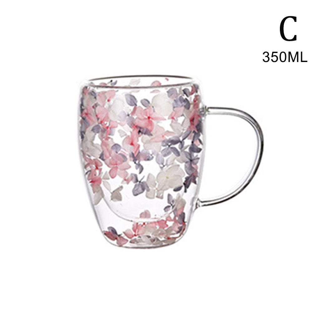 Floral Double Wall Glass Cup Heat Resistant Tea Coffee Cups Creative Gift